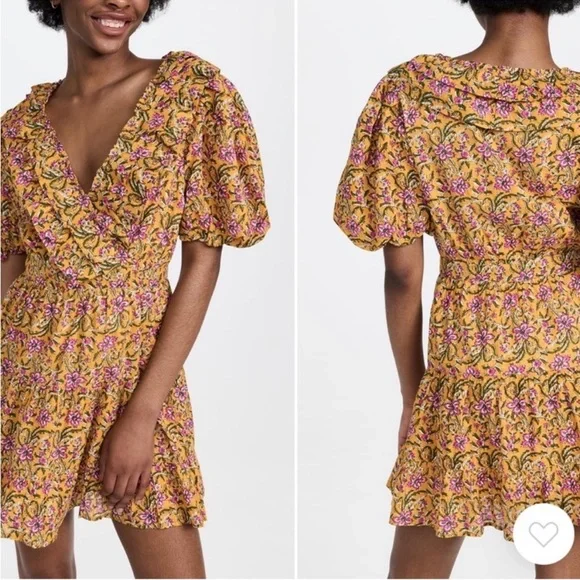 Rahi Del Sole Chiara Mini Dress in Yellow Floral Size Small - Picture 3 of 15